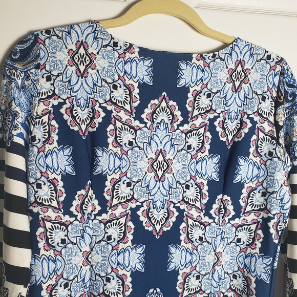 Melissa Paige Long Sleeve Paisley Print Striped Dress - Picture 9 of 10